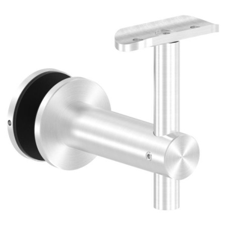 Nerezový držiak madla, kotvenie na sklo, odstup od steny 82 mm, platnička pod madlo - pre rúru 42.4 mm