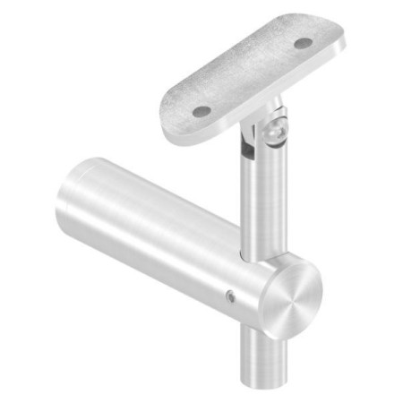 Nerezový držiak madla s nastaviteľnou výškou a kĺbom, kotvenie na štvorhran, platnička pod madlo - ploché pripojenie