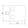 Úchyt skla 52 x 52 x 32.5 mm